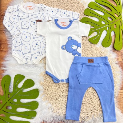  CONJ. DE MALHA 3 PEÇAS - Bear - Azul Jeans e Off White